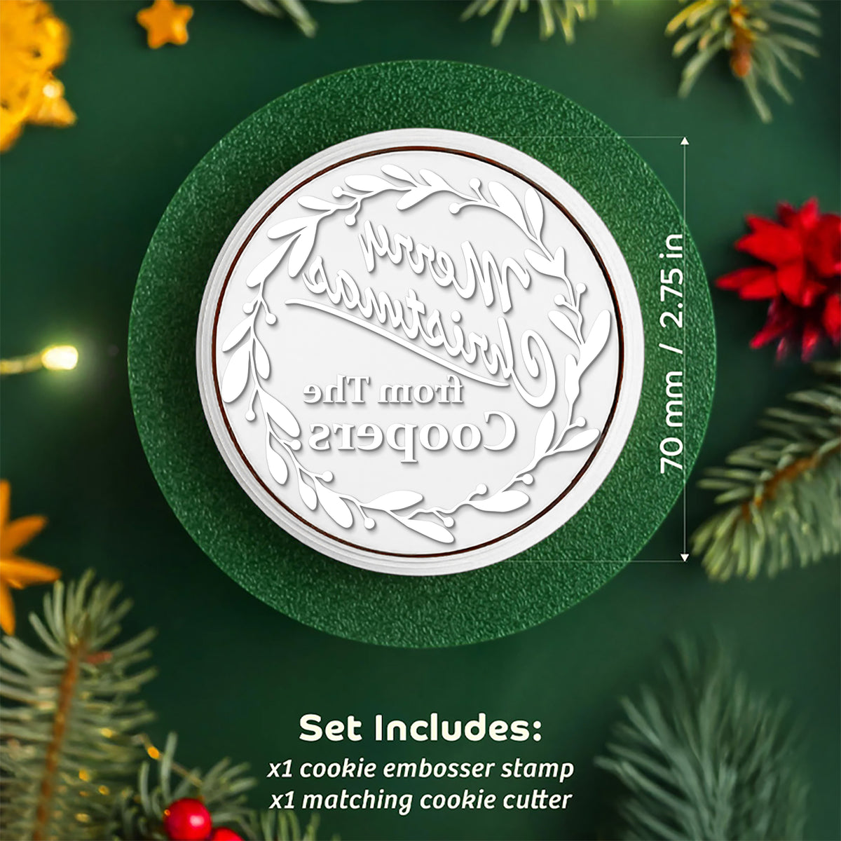 Personalized Family Name Merry Christmas Cookie Stamp HA75 922030