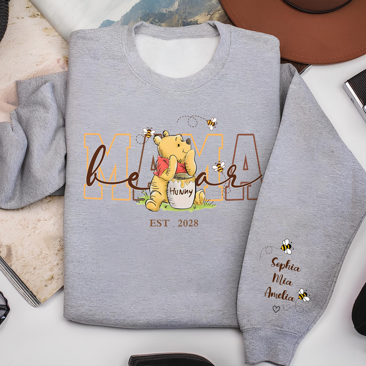 Custom Mama Bear Mom with Kids Names Sleeve Sweatshirt Cozy Gift for Mother’s Day HO82 902160