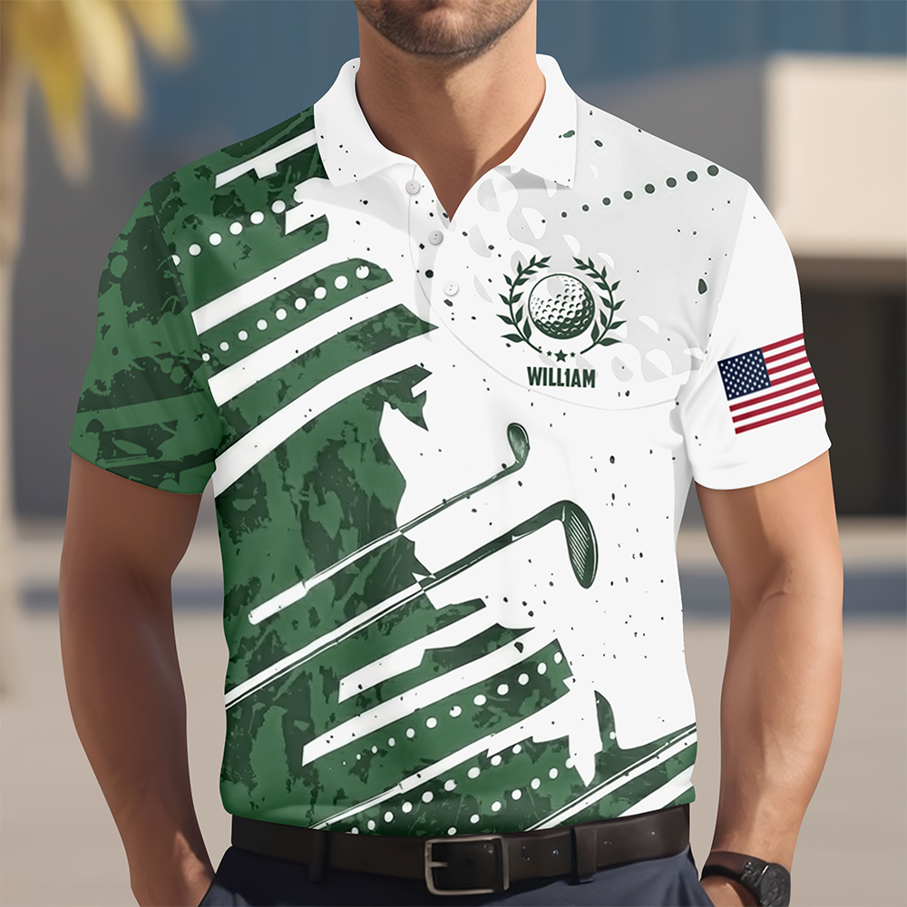 Custom Name Golf Pattern Polo Shirt Gift for Golf Lovers HA75 921130