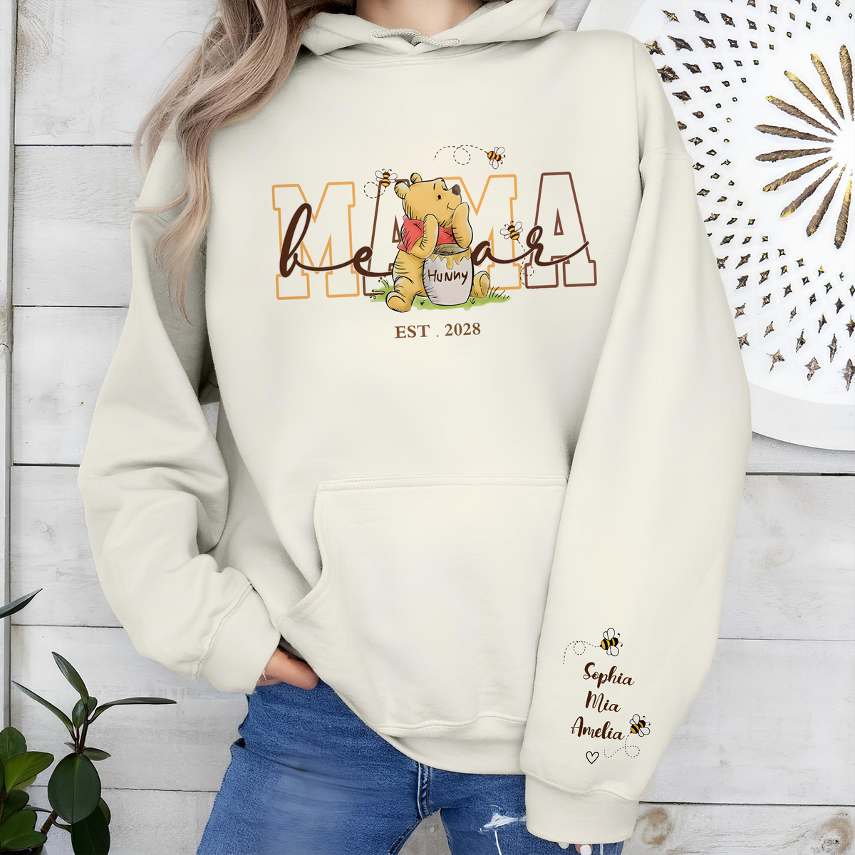 Custom Mama Bear Mom with Kids Names Sleeve Sweatshirt Cozy Gift for Mother’s Day HO82 902160