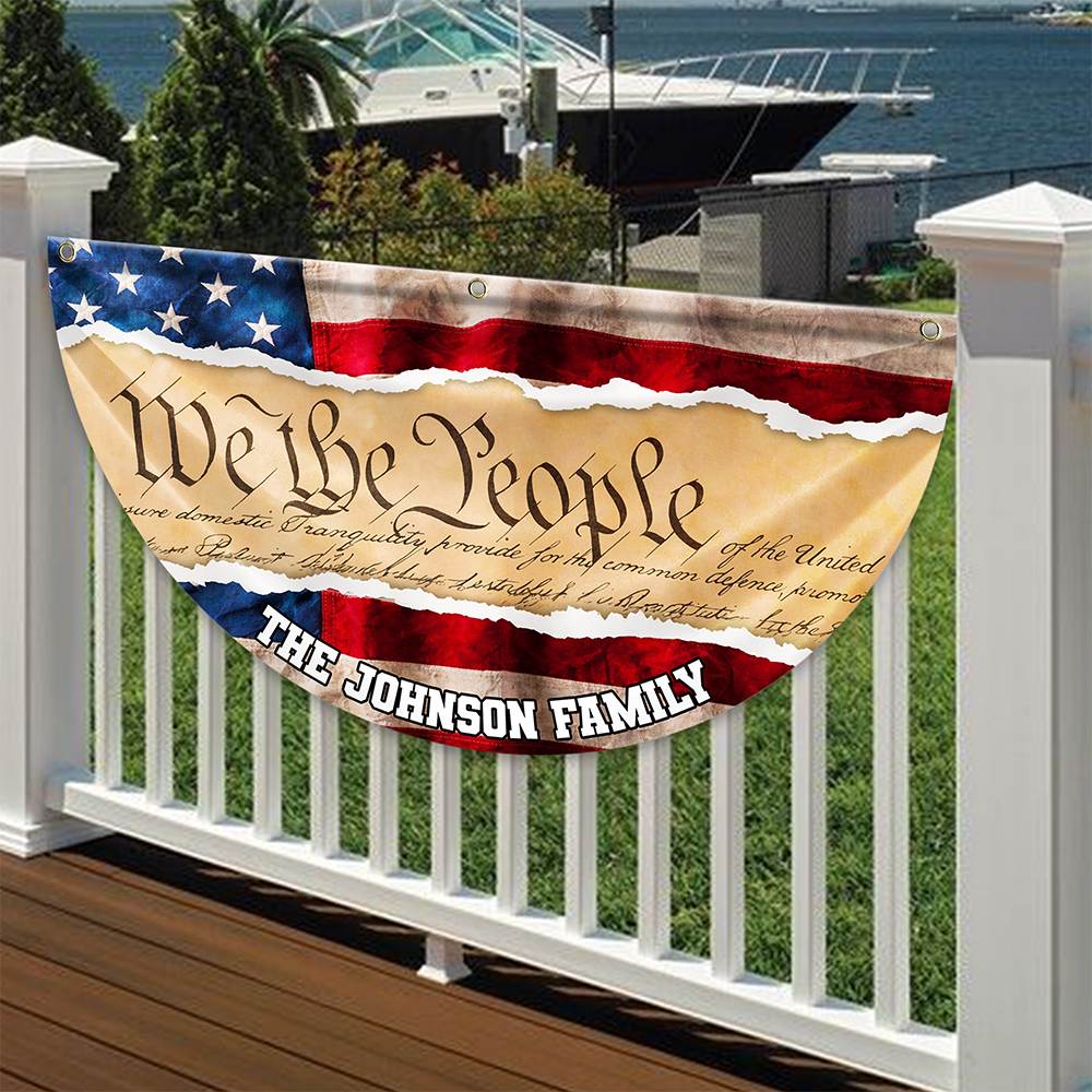 Custom Family Name We The People America 250 Non-Pleated Fan Flag TH10 898895