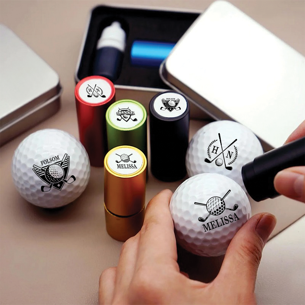 Personalized Golf Ball Stamp Box, Personalized Golf Stamps, Gift for Golfer, Golf Ball Marker