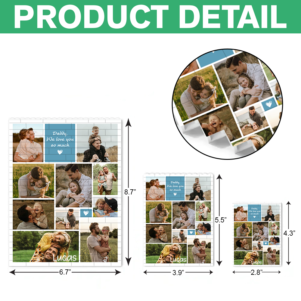Personalized Daddy We Love You Photo Collage Building Brick Puzzle Gift CH07 911542
