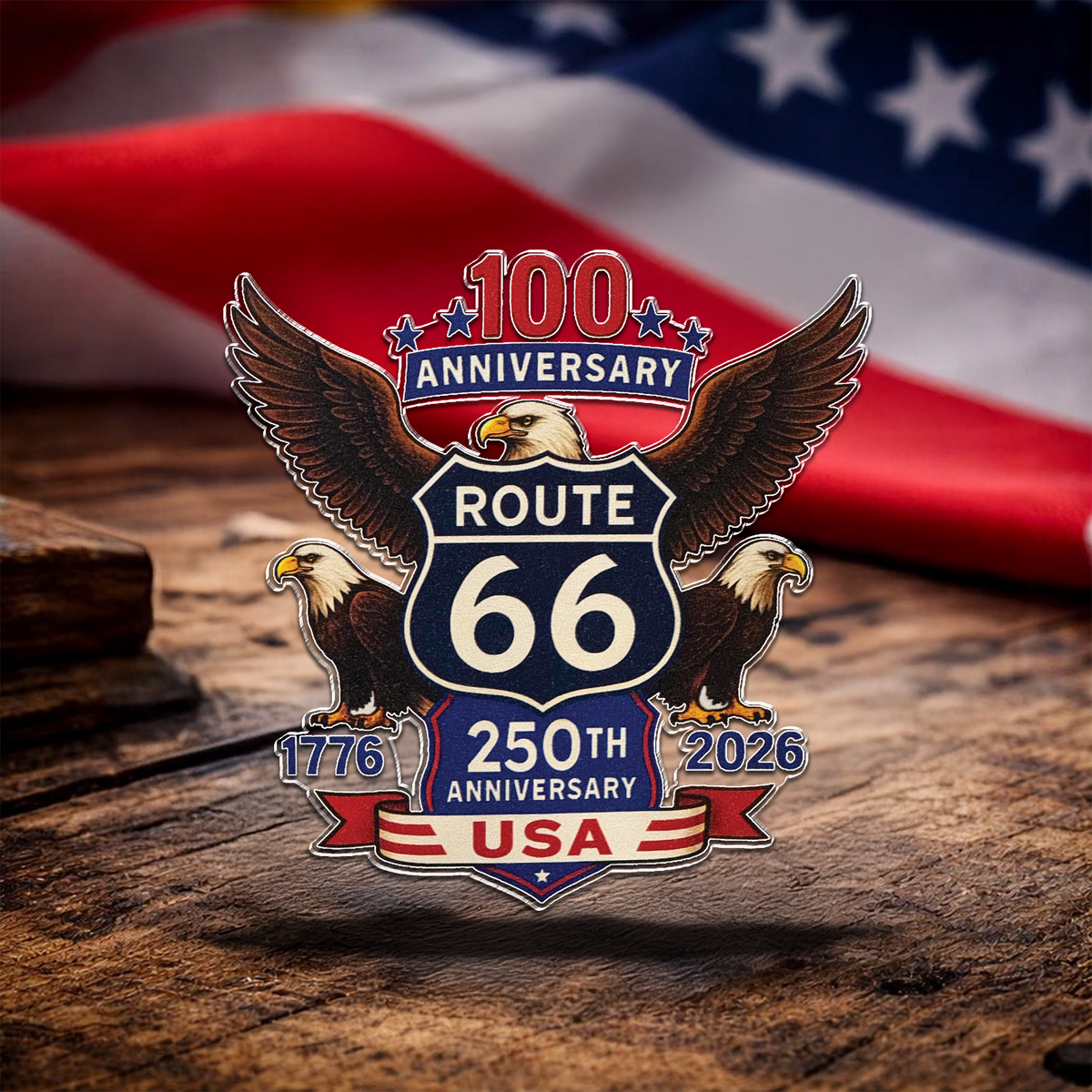 100 Years Of Route 66 And 250 Years Of USA Acrylic Pin HA75 920948