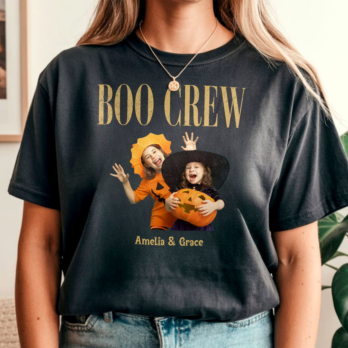 Custom Kid Photo Halloween Boo Crew Comfort Shirt HO82 903168