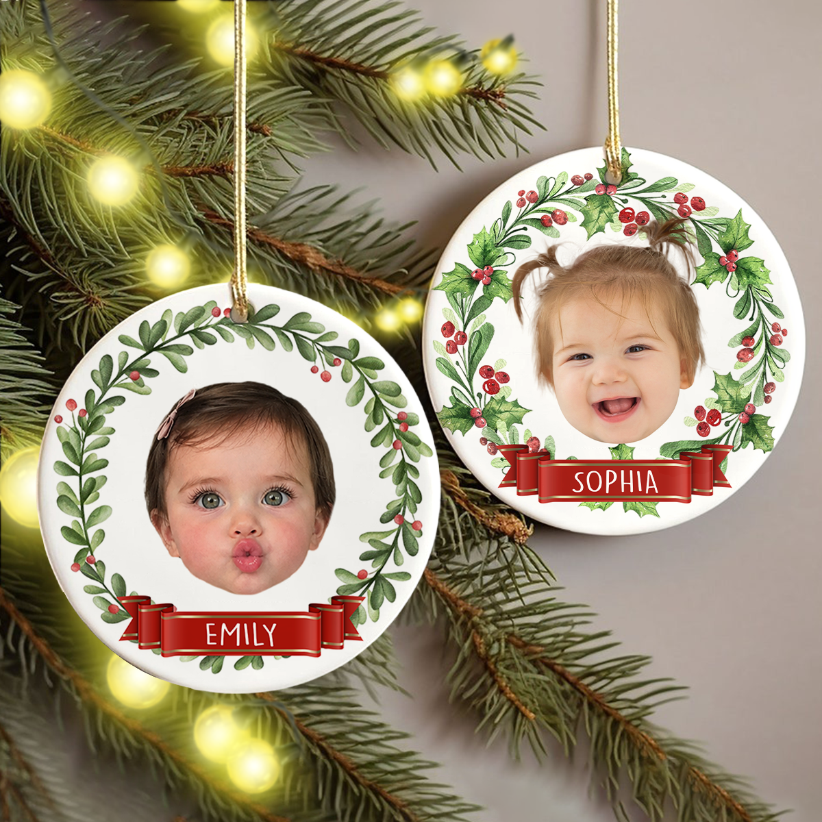 Customize Kid Face Ceramic Ornament For Christmas HO82 903746