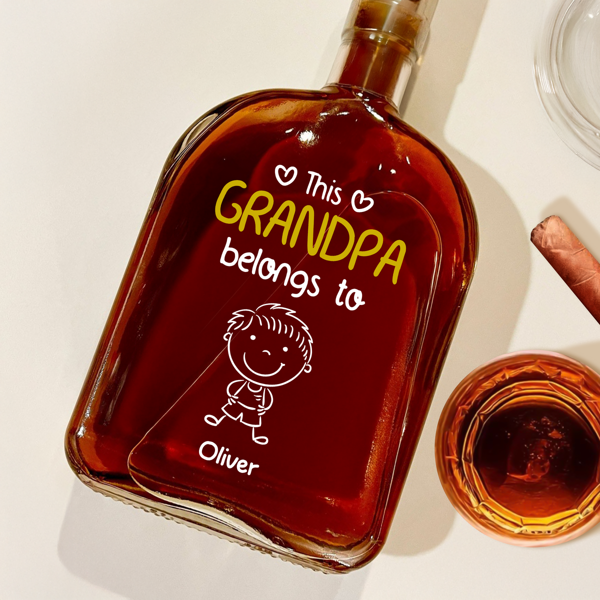 This Grandpa Belongs To Us - Personalized Custom Whiskey Bottle HO82 894470