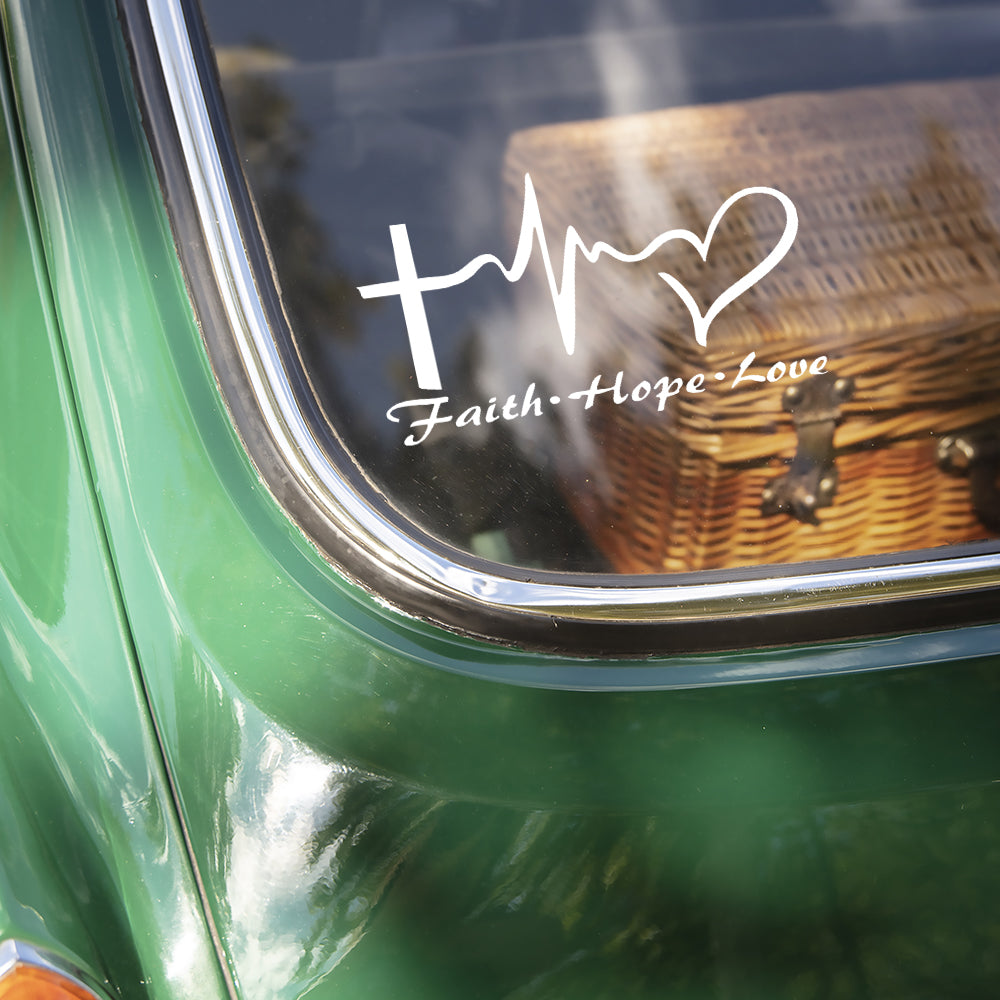 Faith Hope Love Jesus Heartbeat Car Window Decal Sticker LM32 897457