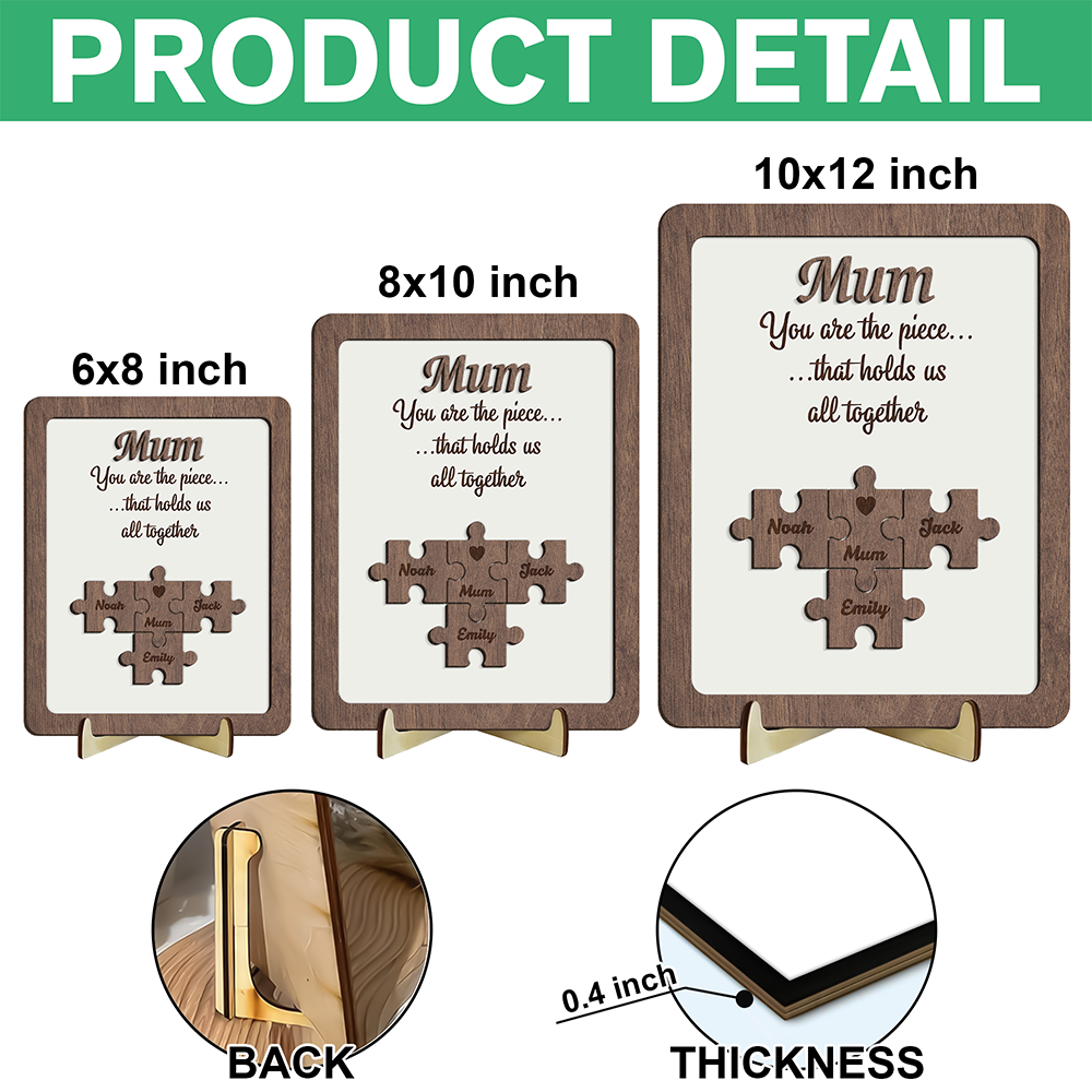 Personalized You Are The Piece That Holds Us Together 2-Layered Wooden Plaque TH10 169093