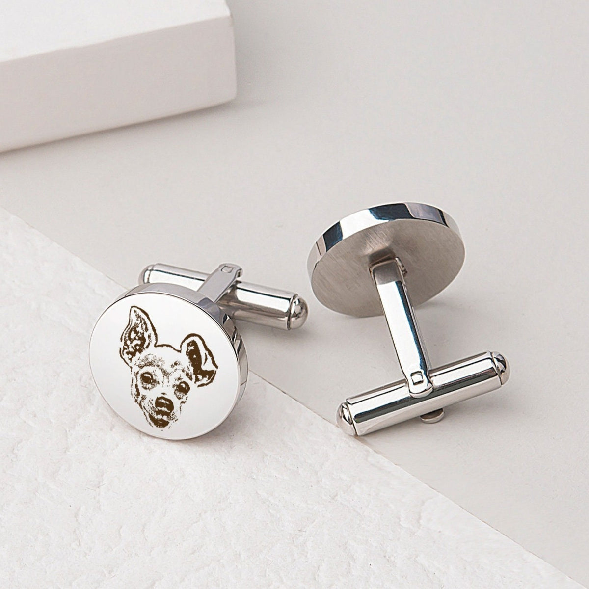 Custom Beloved Pet Portrait Photo Cufflinks Stainless Steel, Father's Day Gift, Memorial Gift LM32 899781