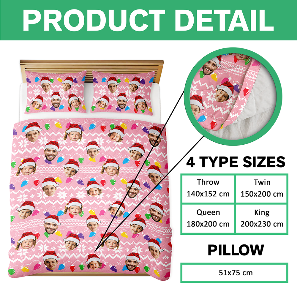 Personalized Family Photo Christmas Bedding Set Holiday Gift for Family TH10 171041