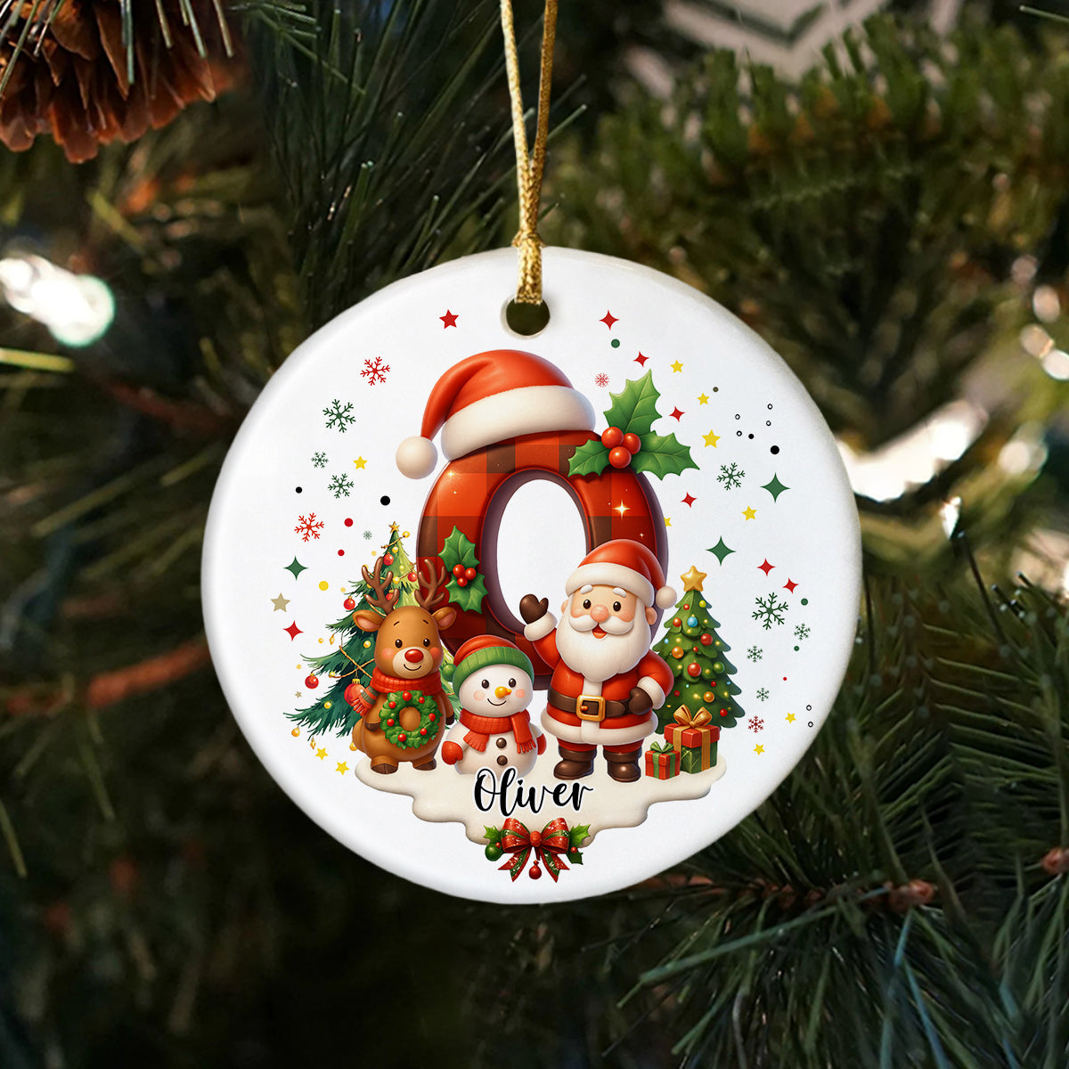 Custom Alphabet Personalized Christmas Ceramic Ornament HA75 897572