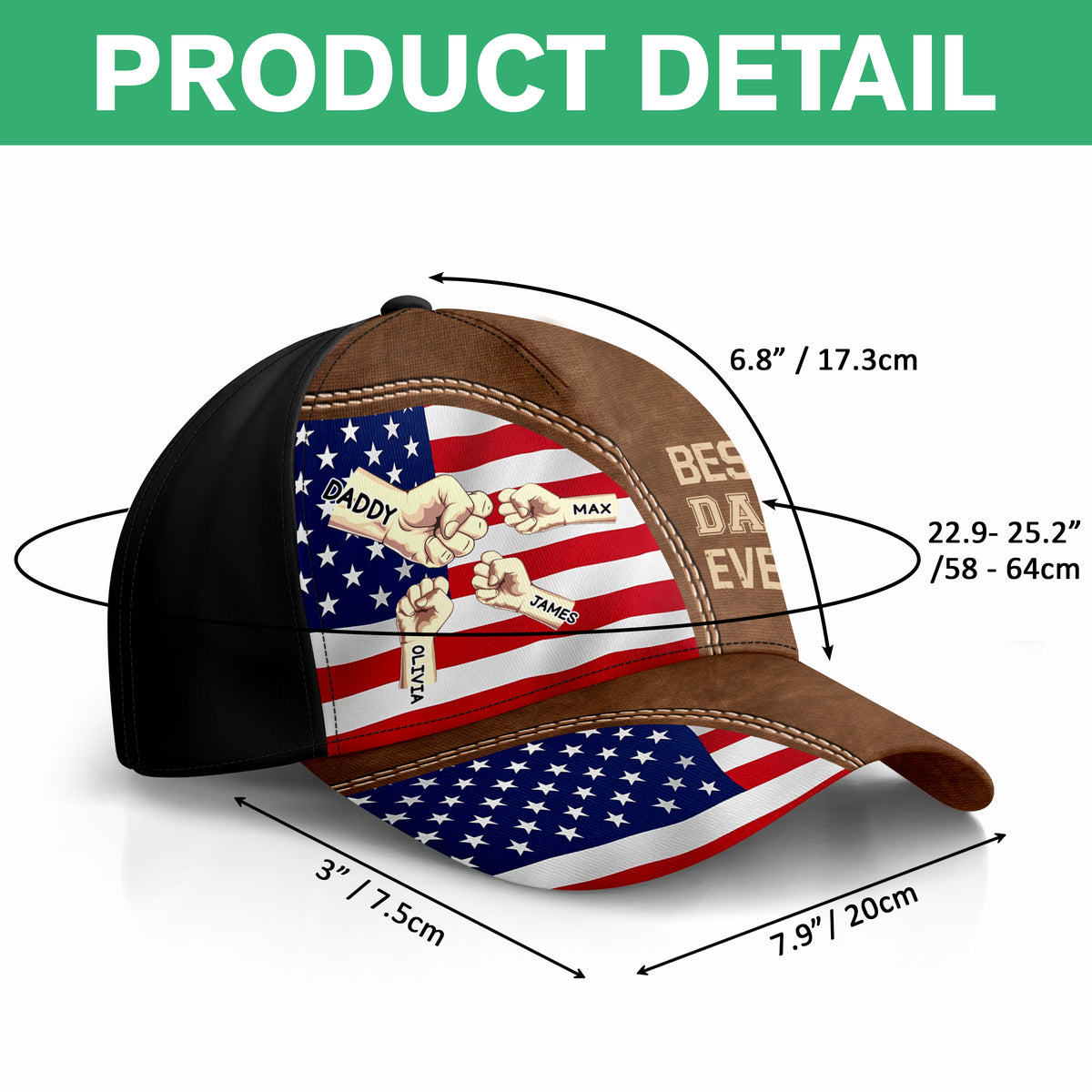 Best Dad Ever With American Flag And Fist Bumps Personalized Classic Cap For Dads TH10 892965