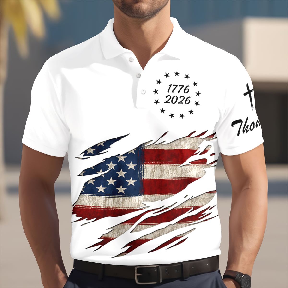 Custom Name American Flag 1776 - 2026 Personalized Polo Shirt HA75 920788