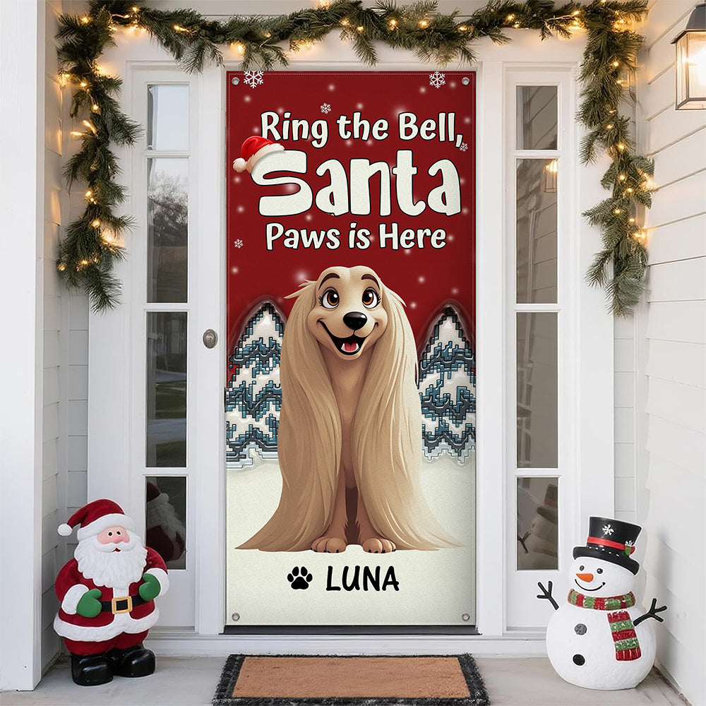 Custom Cute 3D Dog Ring the Bell, Santa Paw Are Here Door Cover LM32 895957