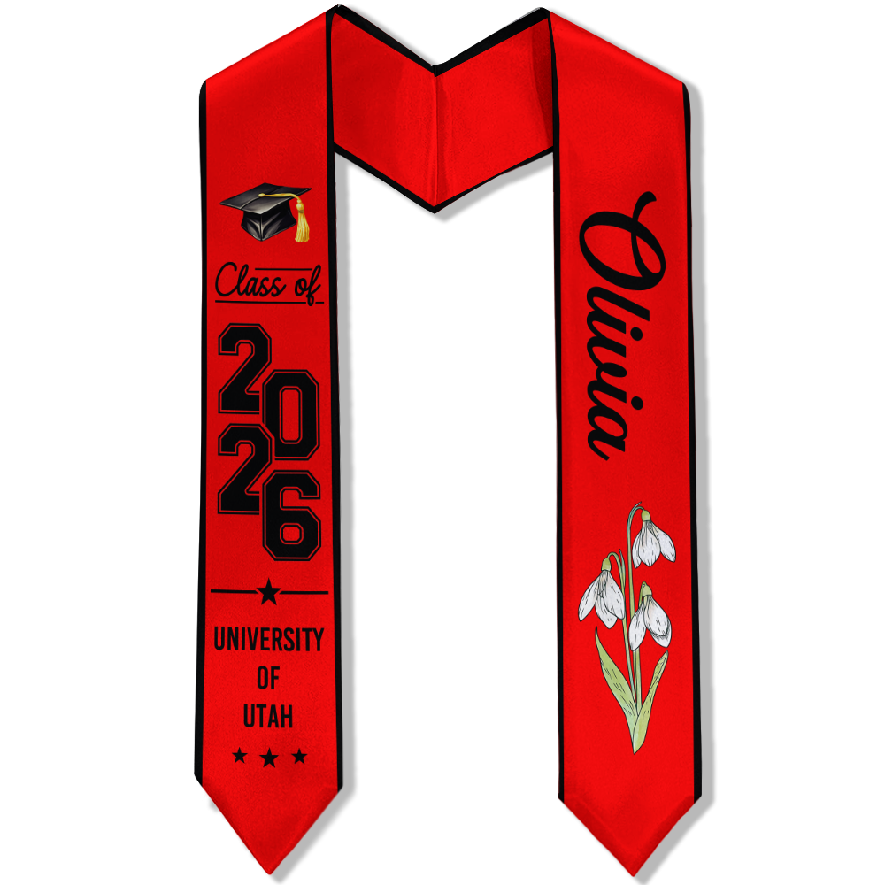 Personalised Birth Flower Graduation Class Of 2026 Stoles Gift for Graduates LM32 899327