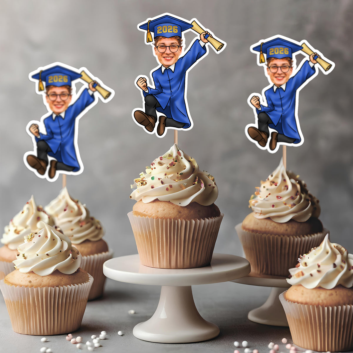 Custom Funny Face Class of 2026 Cupcake Toppers for Graduation Party HO82 901348