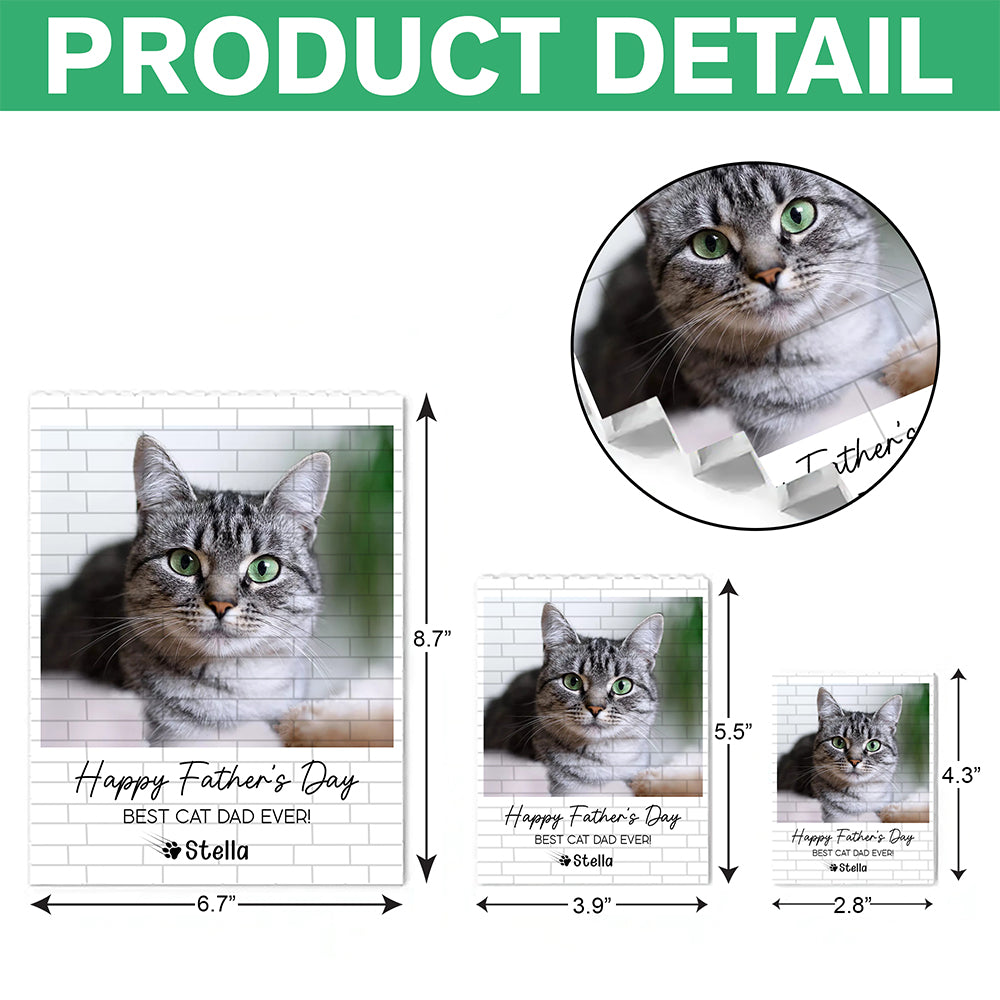 Custom Photo Happy Father's Day To the Best Cat Dad Building Brick Blocks TH10 169995
