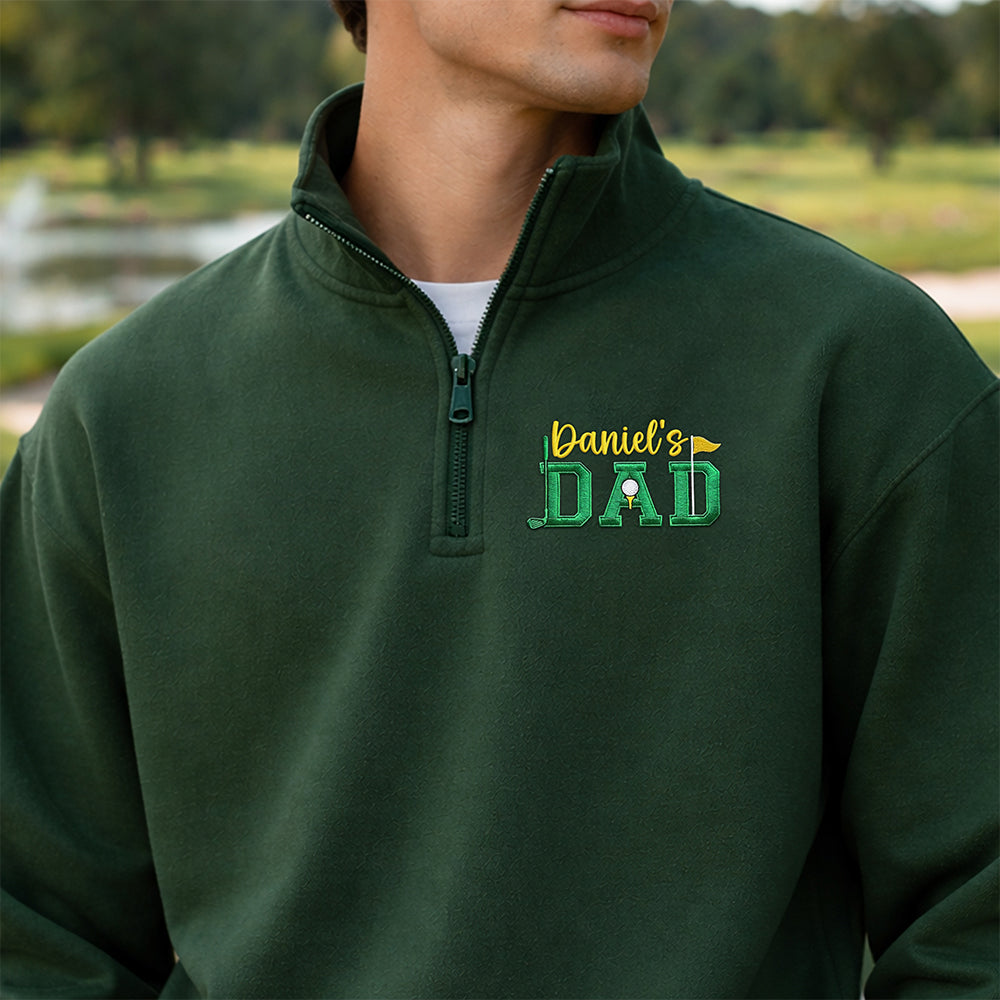 Custom Name Dad Mom Embroidered Golf Quarter Zip Sweater HO82 902324