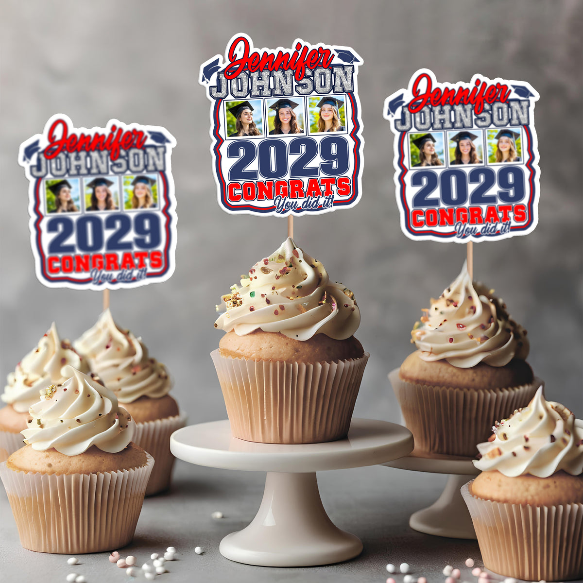 Custom Photo Graduation Favors Senior Night Cupcake Toppers HO82 893586