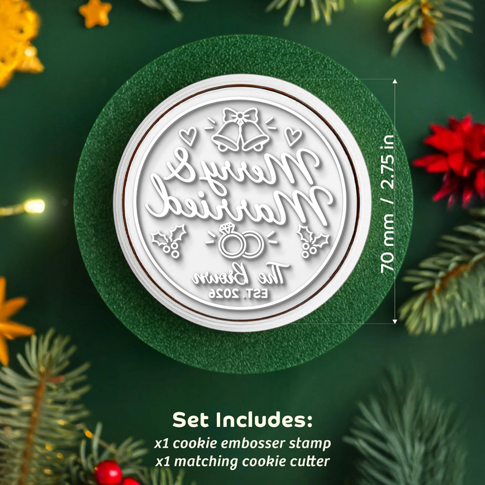 Custom Merry and Married Couples Christmas Cookie Stamp HA75 919070
