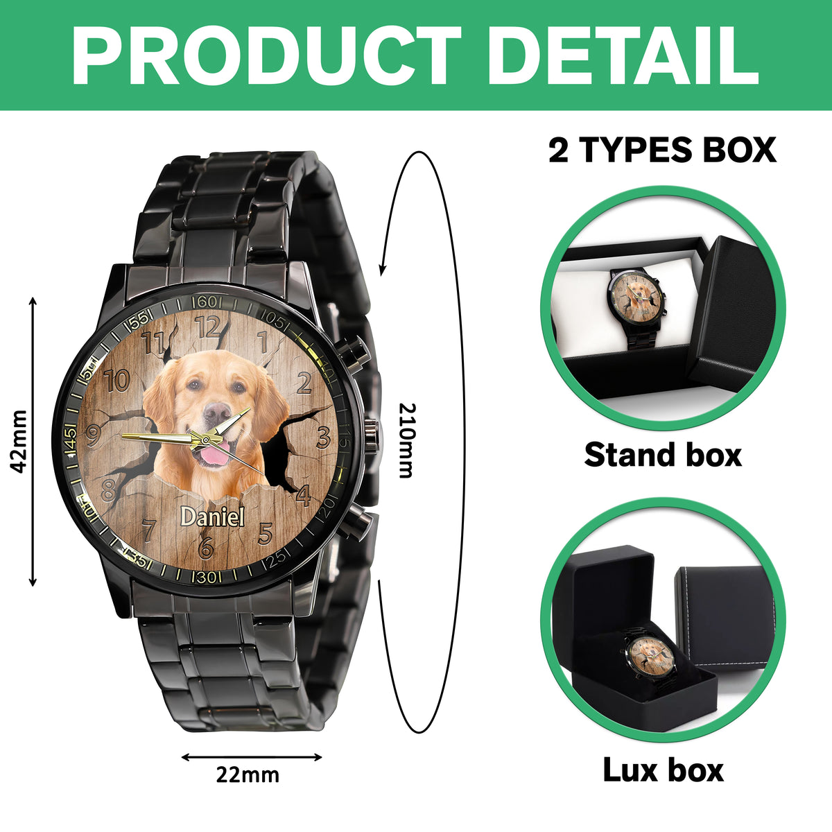 Custom Dog Photo 3D Inflated Men's Watch Gift For Dog Dad HO82 893760
