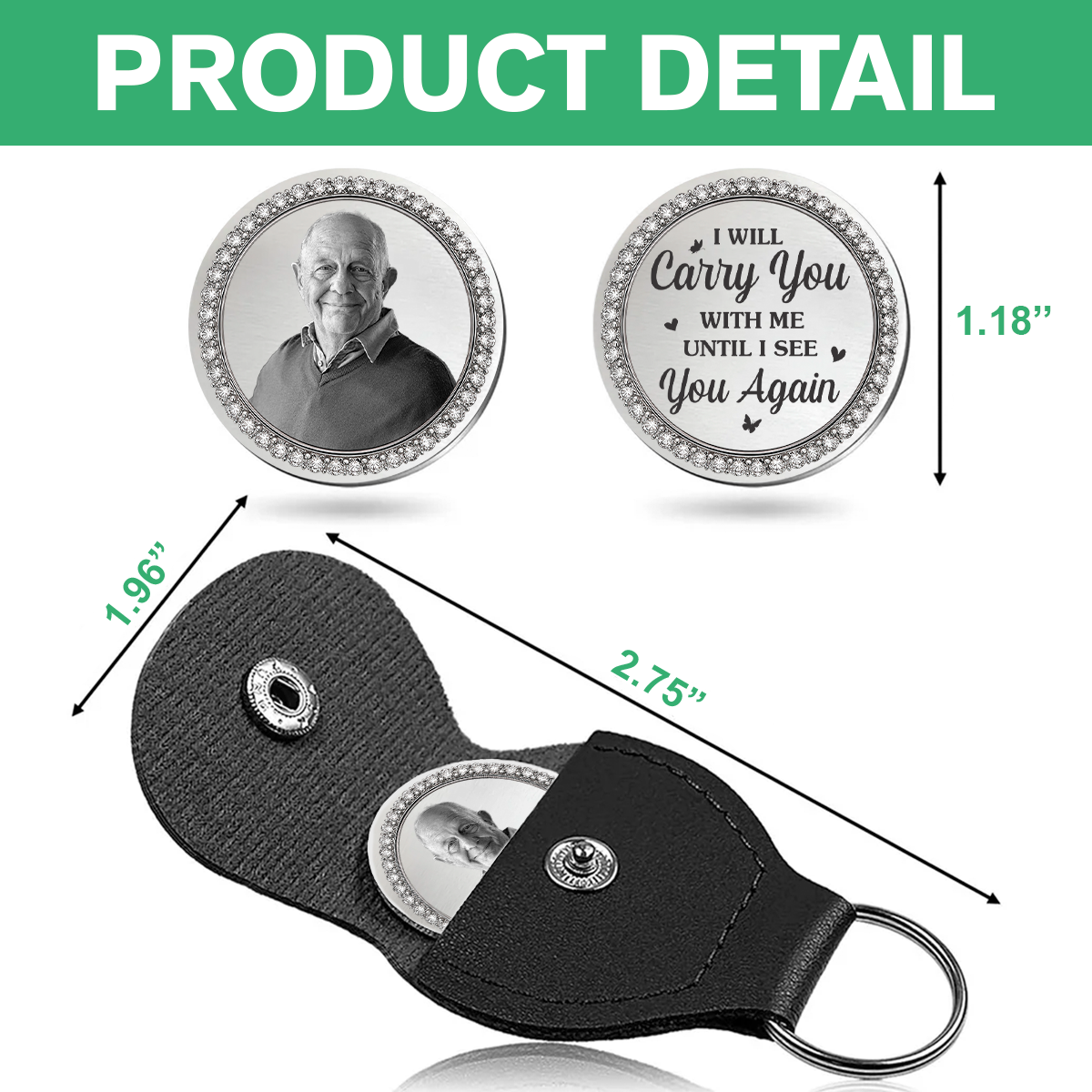 Custom Photo I Will Carry You With Me Until I See You Again Memorial Pocket Hug HA75 920796