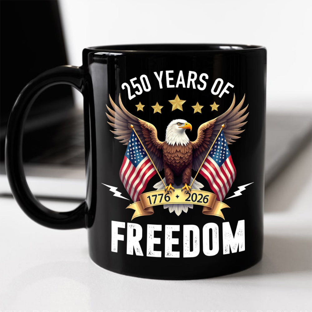 America Eagles 250 Years Of Freedom Black Mug LM32 895211