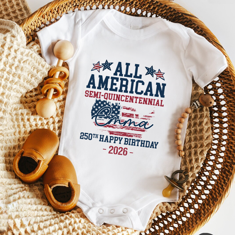Custom Name All American Semiquincentennial 250th Birthday Baby Onesie LM32 899491