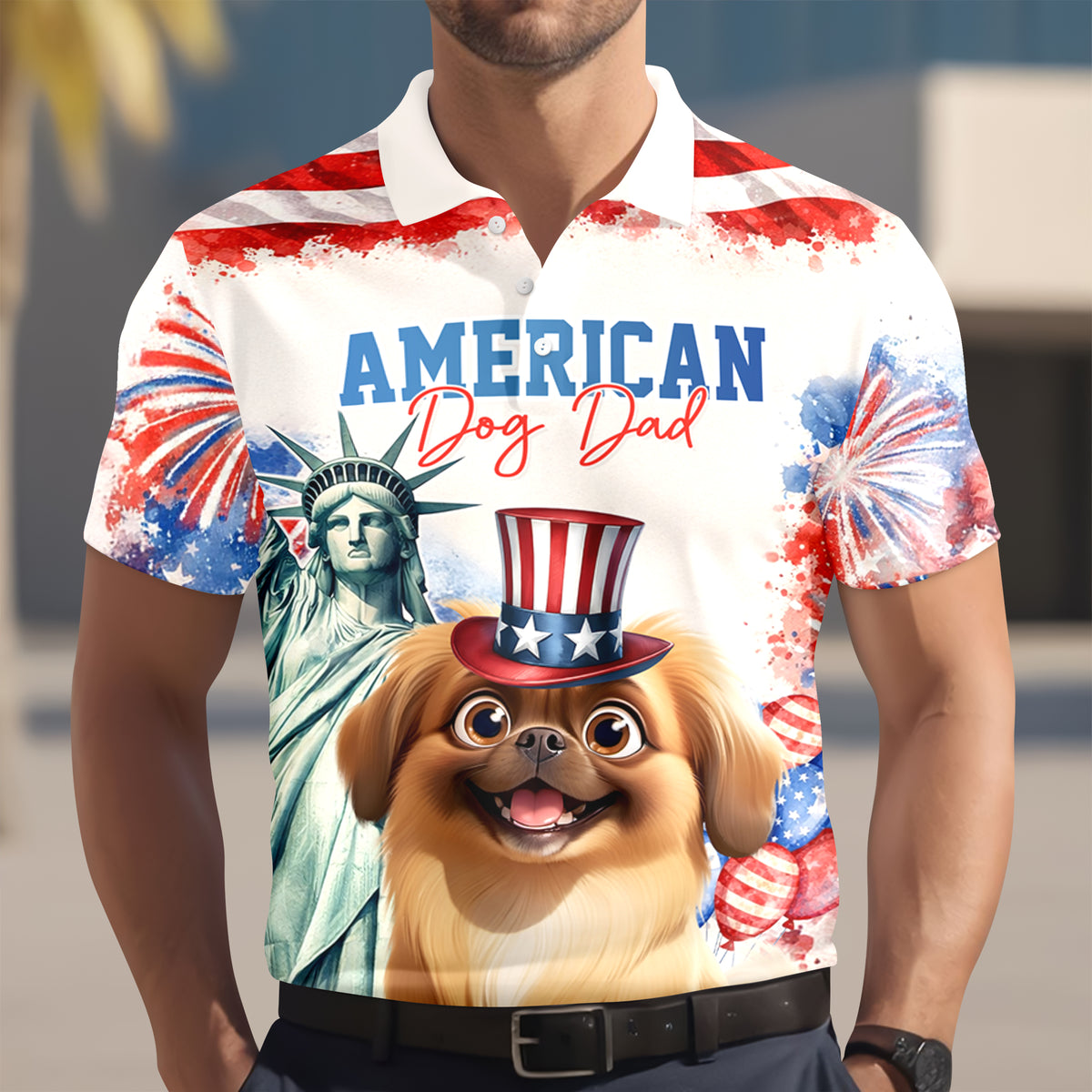 Personalized America Cat Dad, Dog Dad Polo Shirt LM32 899117