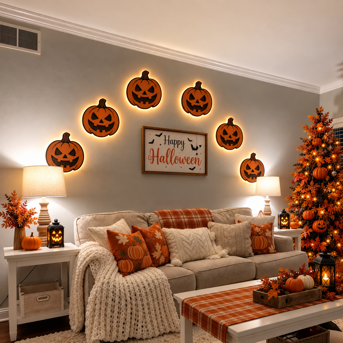 Lighted Pumpkin Wall Decor For Halloween HA75 921782
