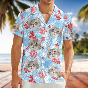 Custom Photo Funny Face Cat Family Hawaii Shirt Summer Gift HA75 892254