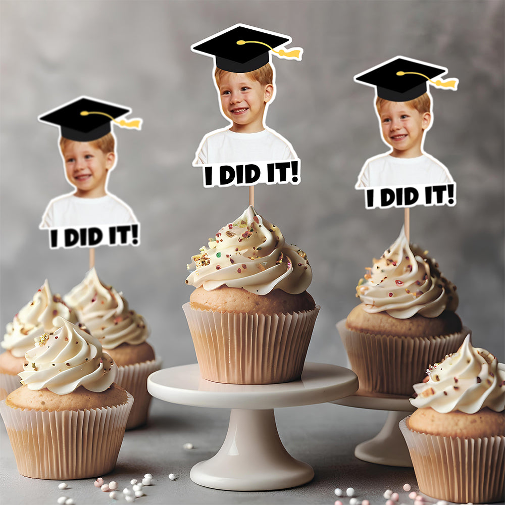 Custom Graduation Photo Look Who's Graduated Cupcake Topper HO82 901386