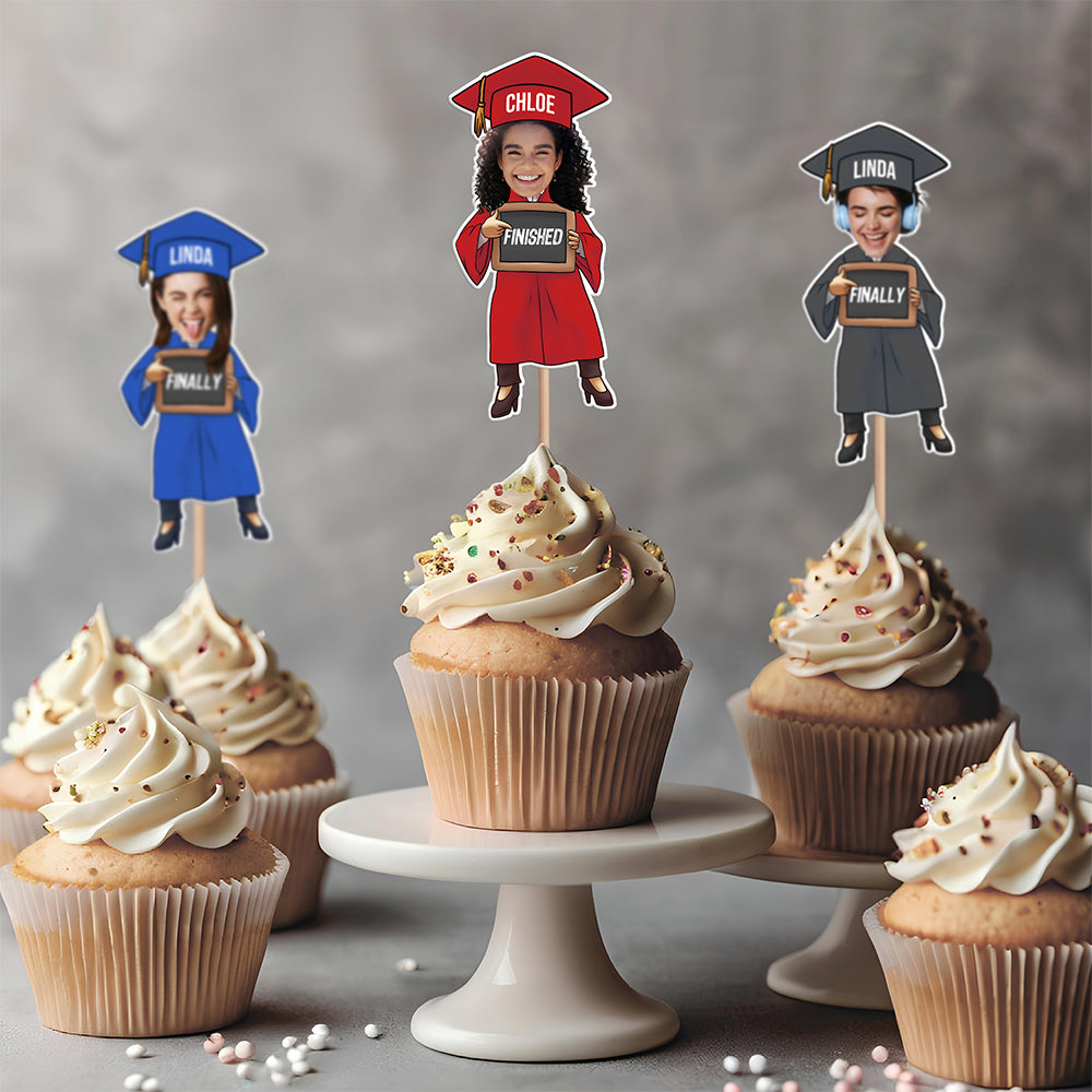 Custom Funny Face Finished Graduate Physical Cupcake Toppers – Class of 2026 Party Decor HO82 901338