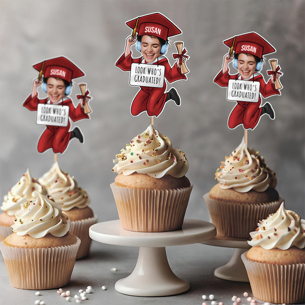 Custom Graduation Photo Look Who's Graduated Cupcake Topper HO82 901388