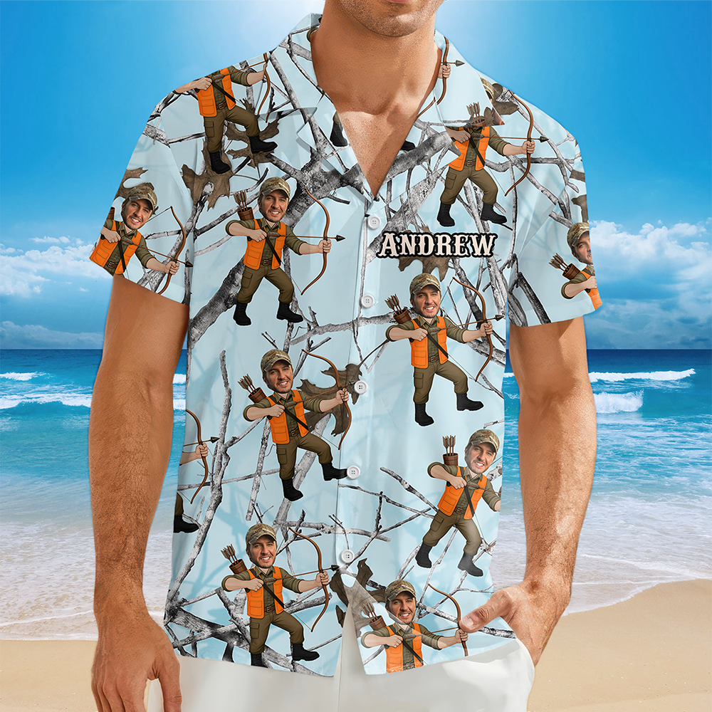 Custom Funny Photo Hunting Dad Hawaiian Shirt For Hunting Season CH07 895770