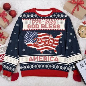 1776 - 2026 God Bless America 250 Ugly Sweater Christmas Gift HA75 897968