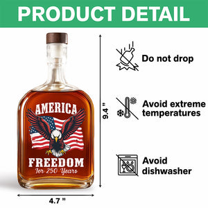 America 250 Years of Freedom Patriotic Eagle Flag Whiskey Bottle HA75 897338