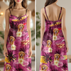 Custom Photo Dog Cat Tropical Hawaiian Aloha V-Neck Maxi Dress Summer Vacation Gift HA75 892508