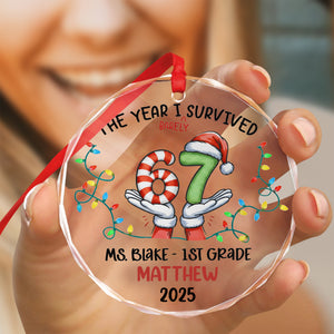 Personalized Funny Kids Six Seven Christmas Glass Ornament HA75 898304