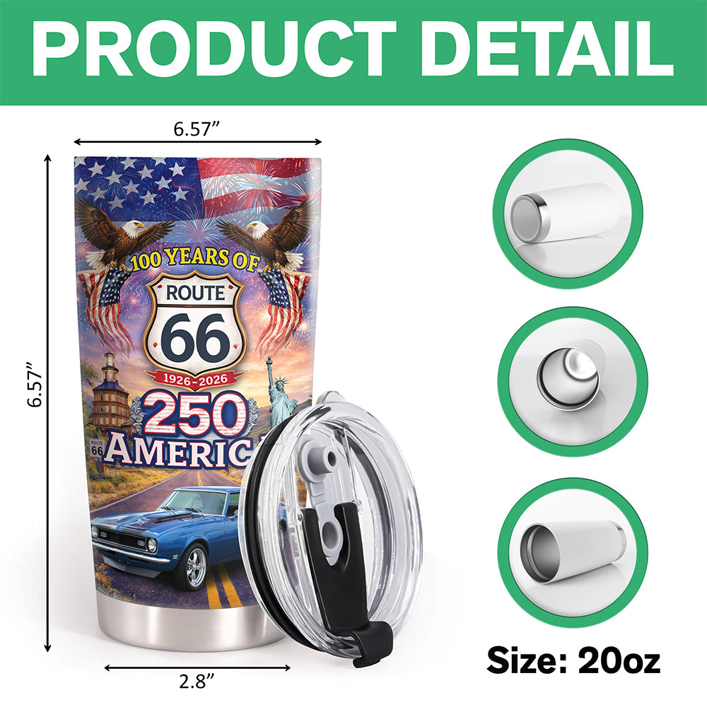 Custom Car Photo Celebrate 100 Years of Road Route 66 and America 250th Anniversary Fat Tumbler CH07 910516