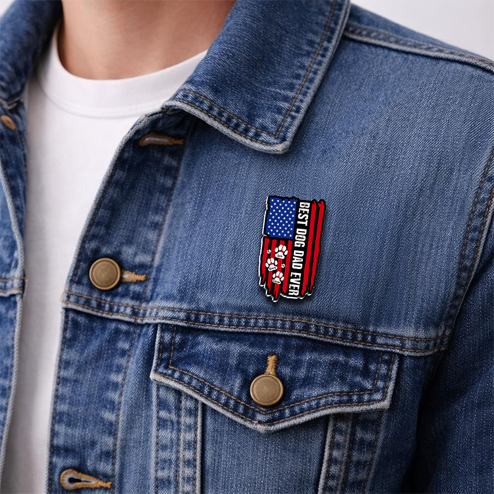 Best Dog Dad Ever Paw American Flag Acrylic Pin TH10 169383