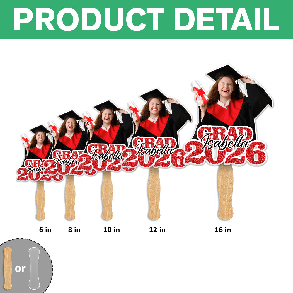 Custom Photo Glitter Graduation Class Of 2026 Face Fan - Graduation Gift LM32 899139