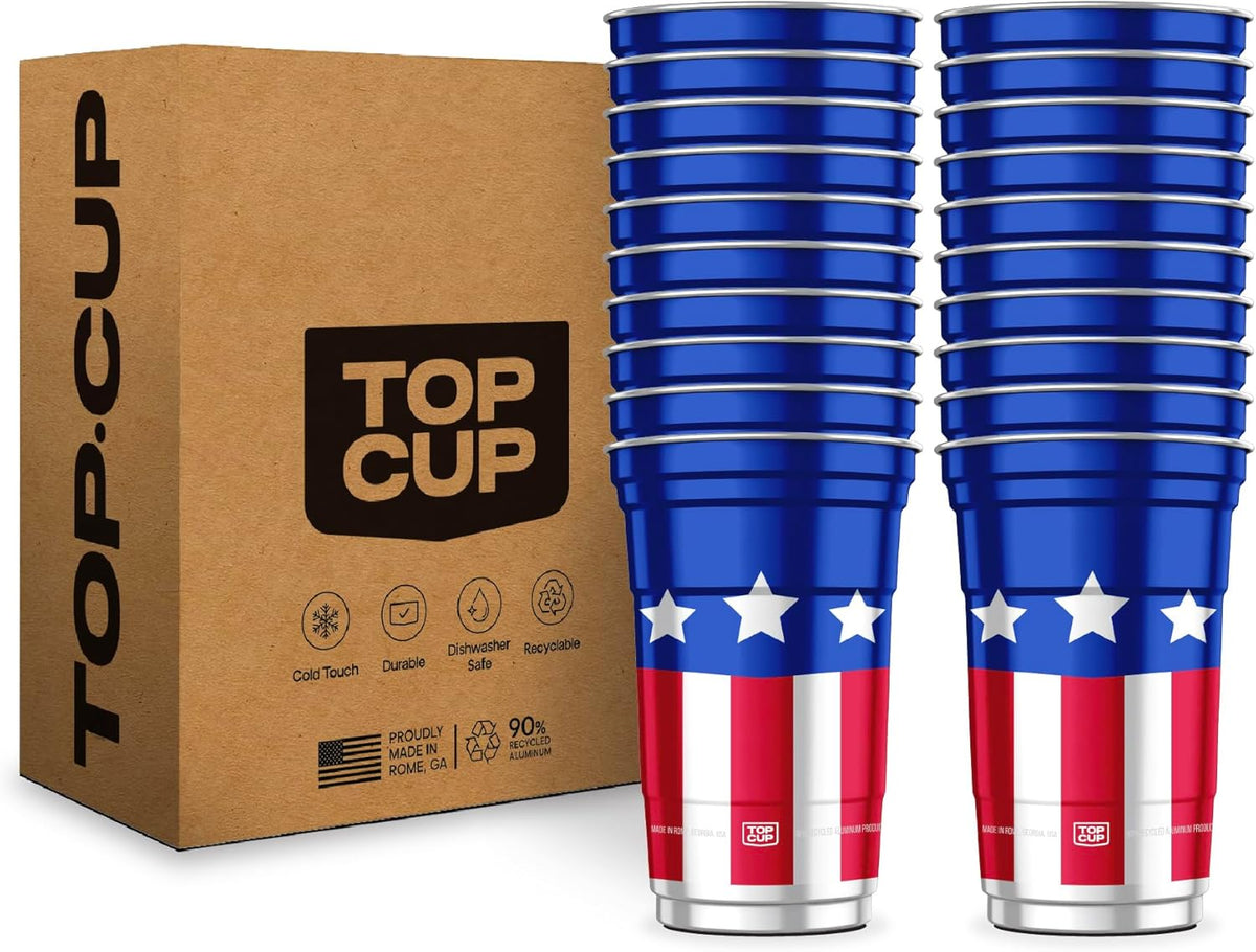 America'S 250Th Birthday 20 Oz Reusable Aluminum Cups 20 Count | Durable, Reusable & Recyclable, Made in USA