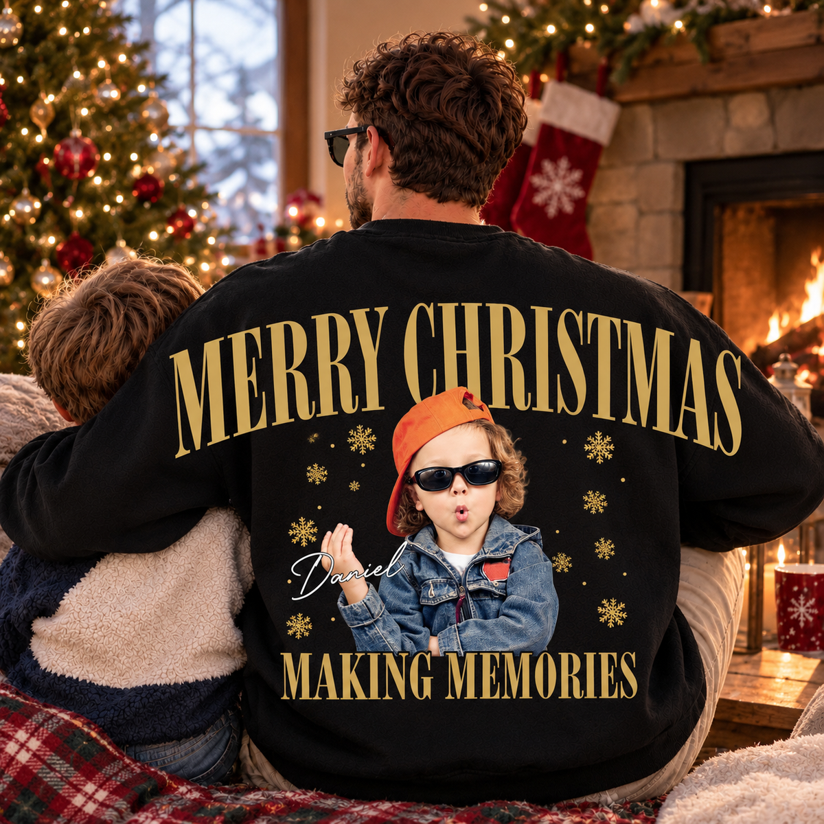Custom Photo Merry Christmas Making Memories Shoulder to Shoulder Hoodie, Sweatshirt LM32 670477
