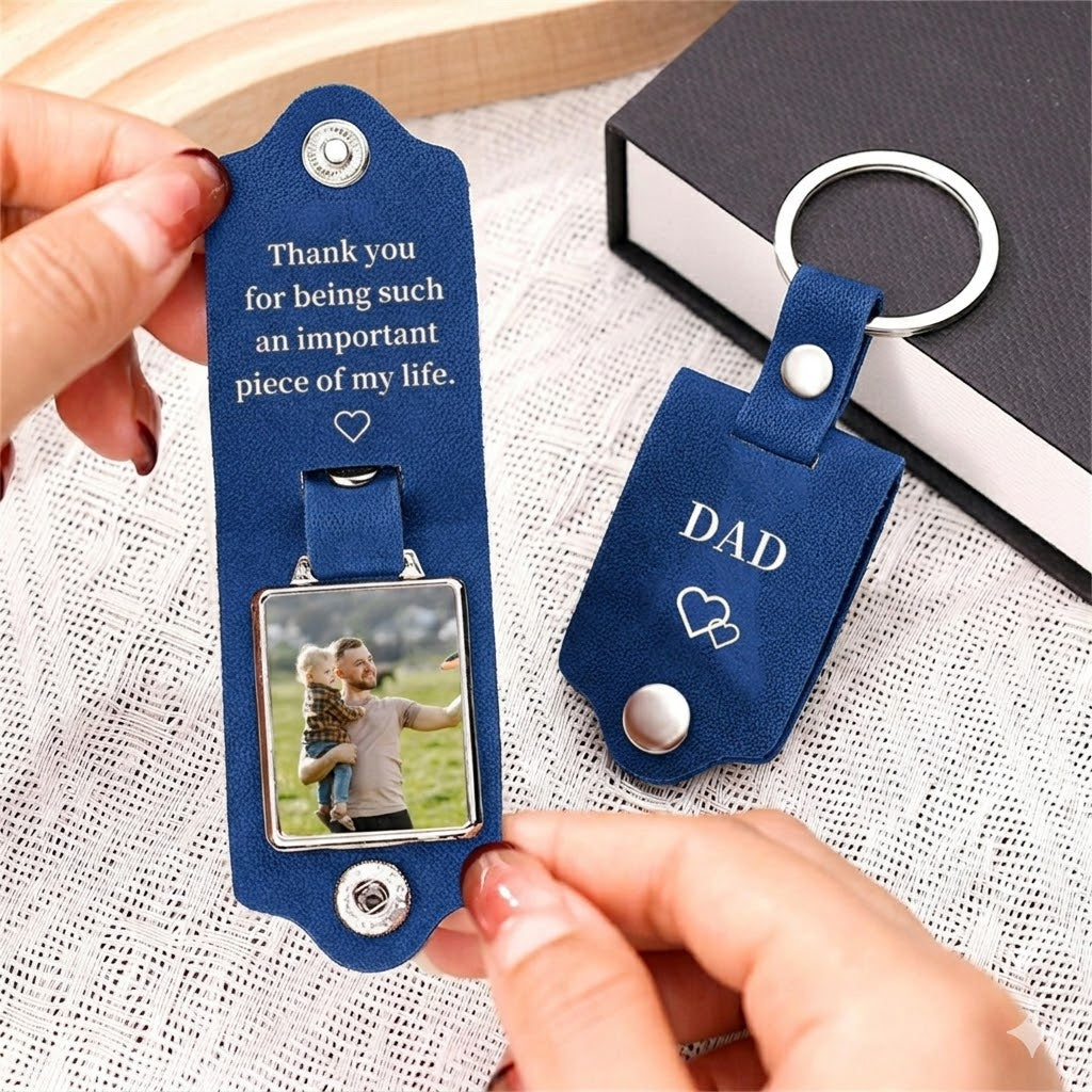 Custom Photo I Love You Daddy Metal Tag Leather Keychain - Father's Day Gift LM32 669139