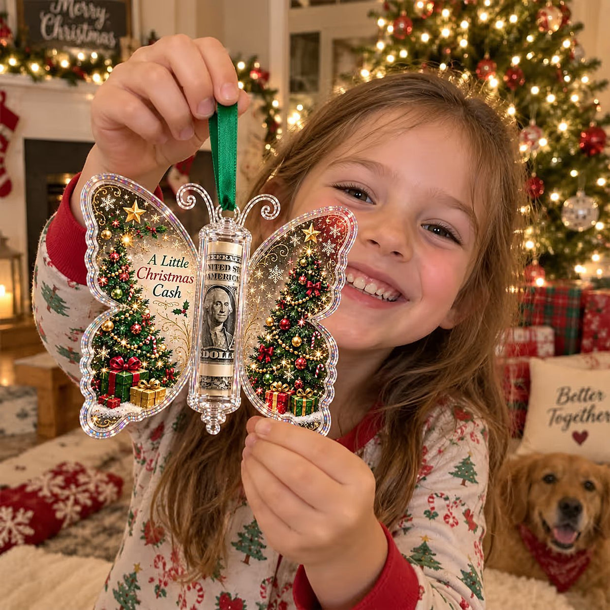 Funny Santa Brought A Little Christmas Cast Butterfly Money Holder Ornament, Holiday Decor Gift LM32 670335