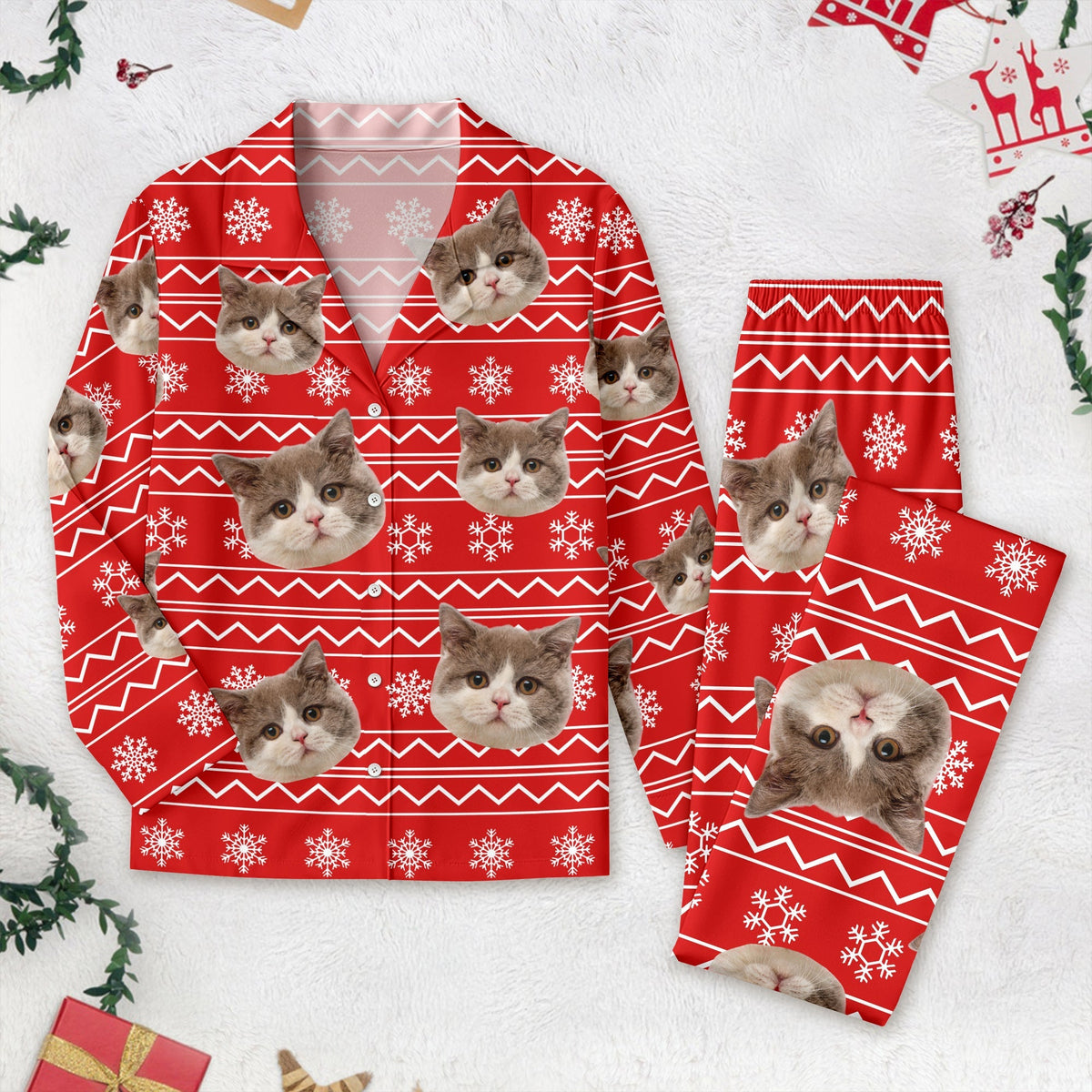 Custom Photo Christmas Cat Pajamas HO82 N304 888665