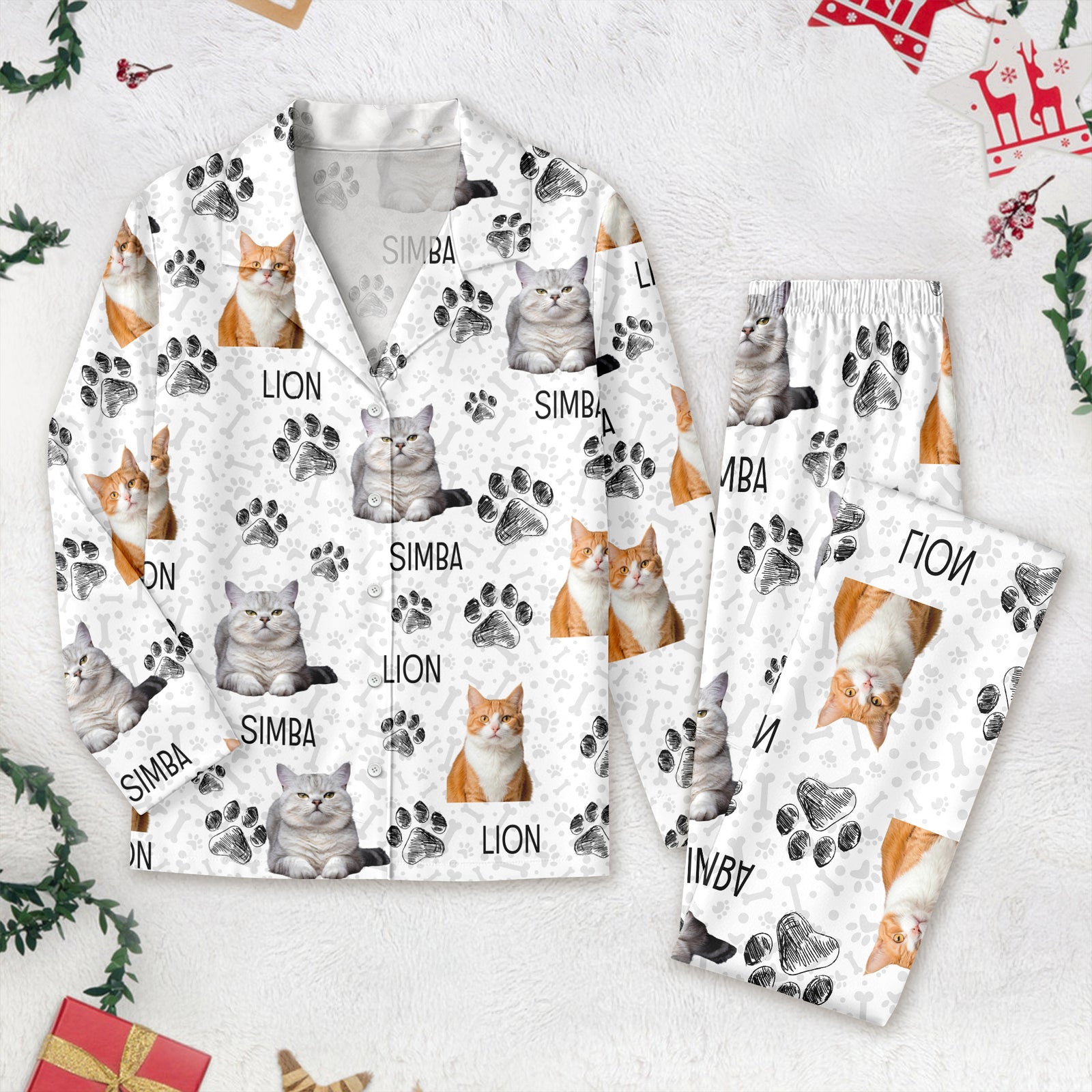 Custom Photo Dog Cat Paw For Dog Cat Lover Pajamas Christmas HO82 NKT1 888684