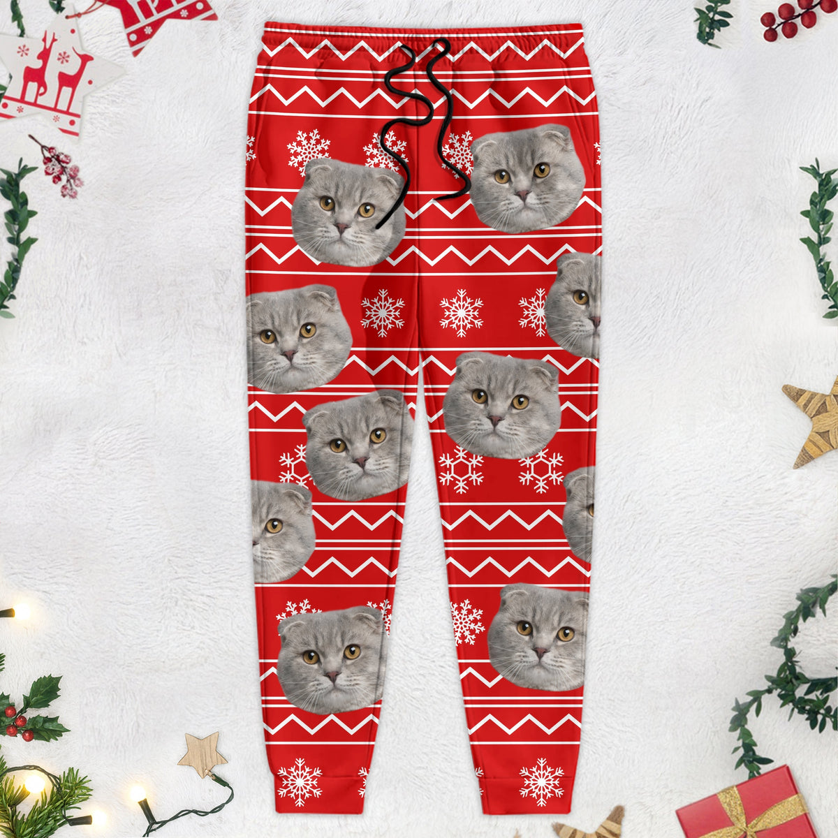 Custom Photo With Christmas Pattern Cat Men and Women's Sweatpants TH10 N304 888740